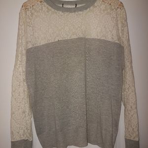 Sweater with white lace detail